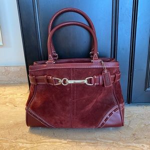 Coach red, felt material shoulder bag